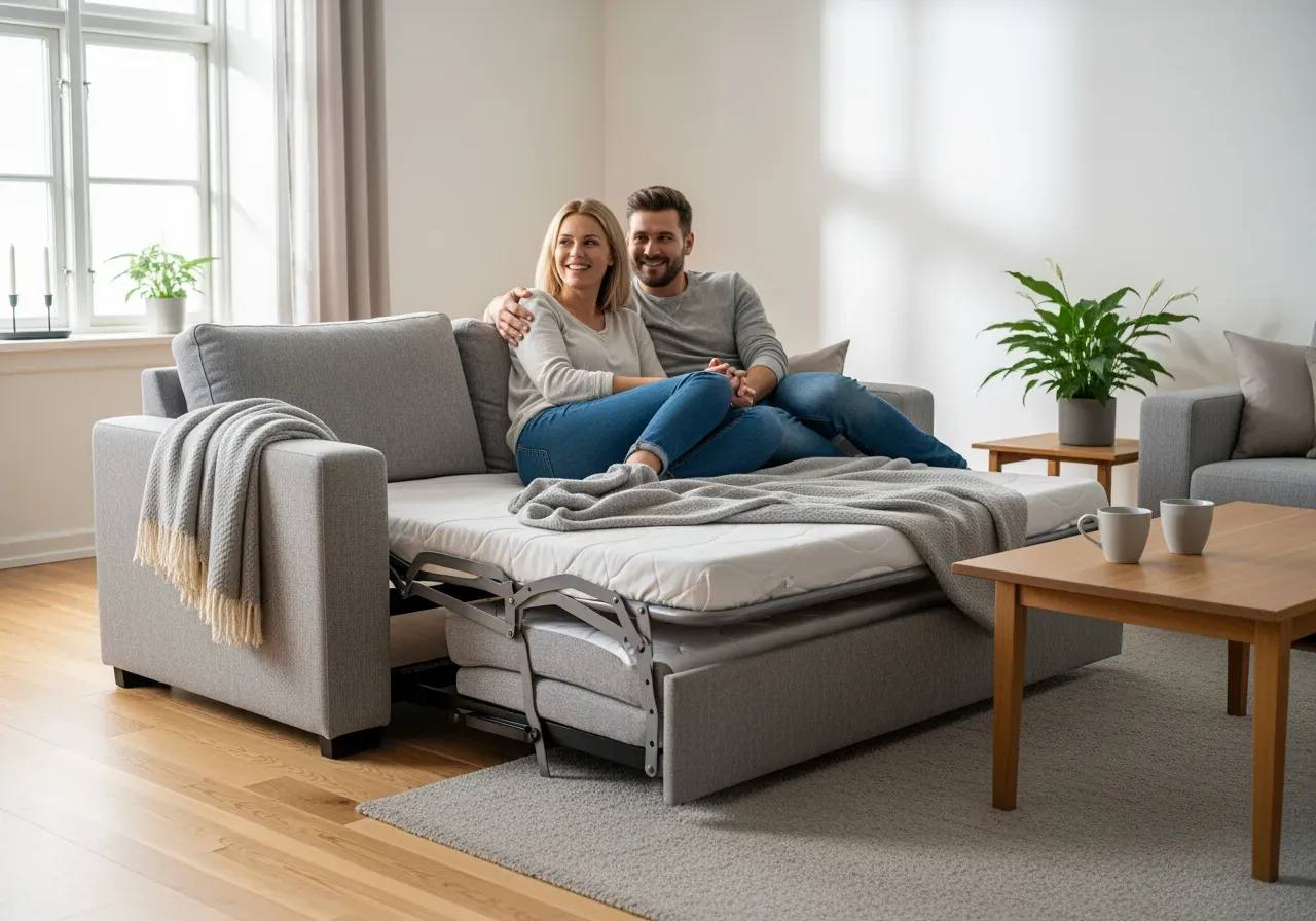 Kompakt bäddsoffa med förvaring