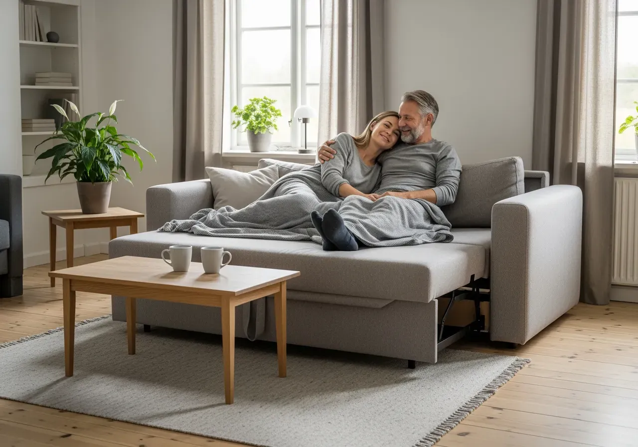 Loungesoffa med divan och längsbädd